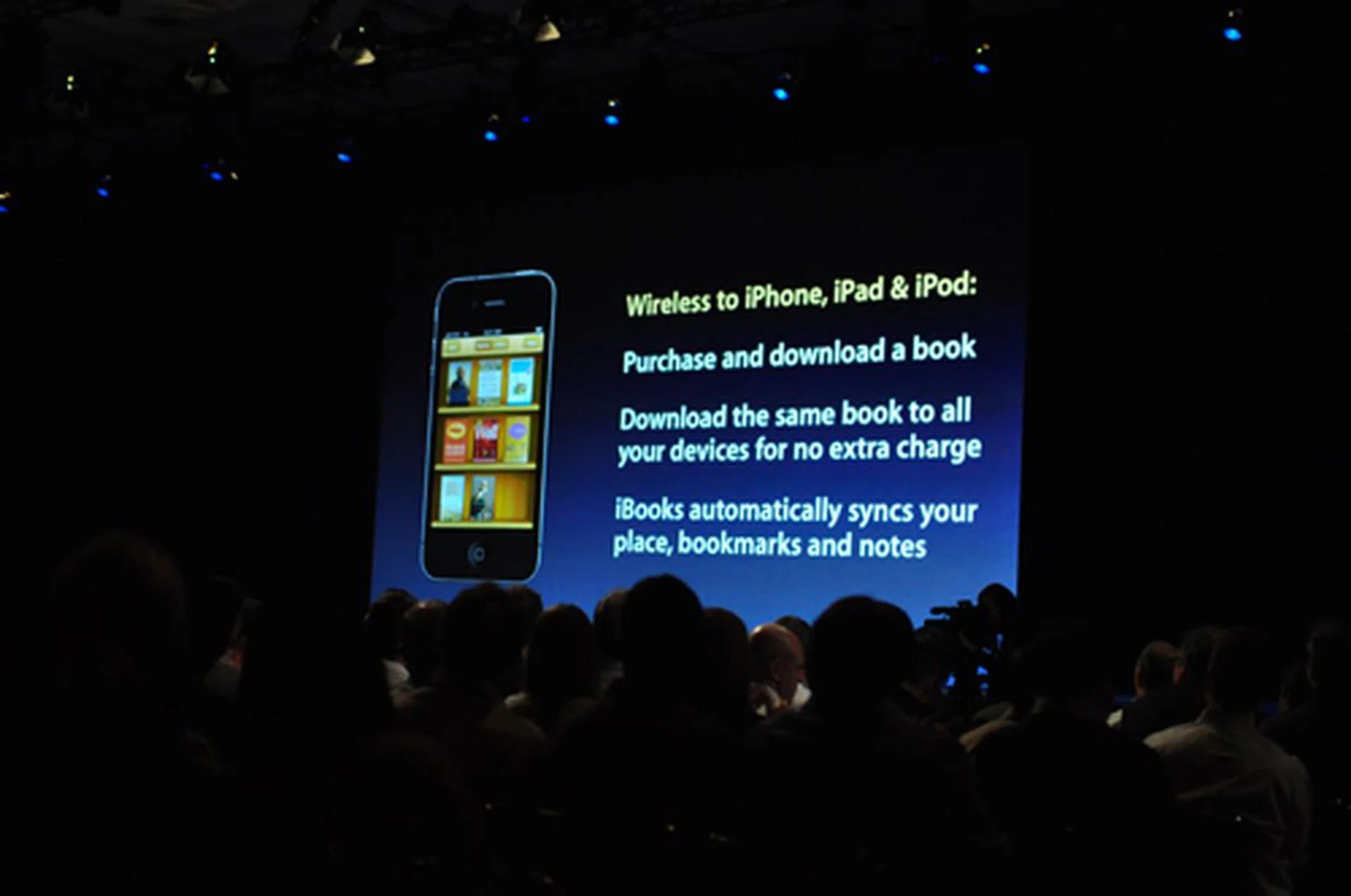 iBook will also be made available for iPhones and iPod Touch, and you can now sync iBook's notes, highlights and bookmark features across all three iOS devices (iPad, iPod Touch and iPhone). Also, any book purchased on one device will be made available to all other devices.