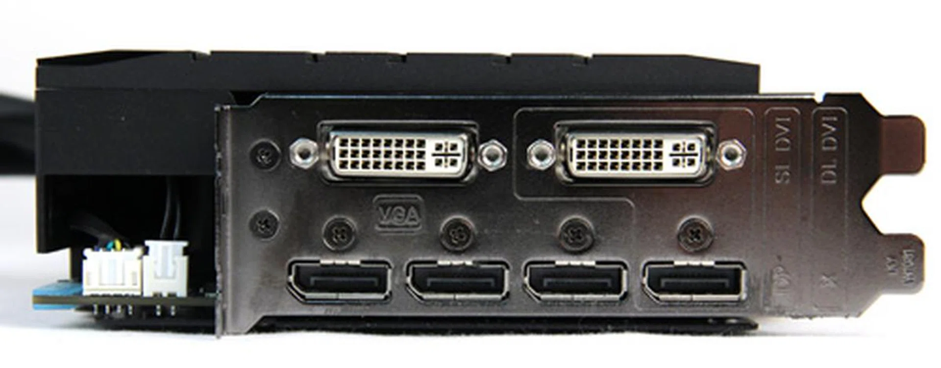 The ARES II boasts two DVI ports and four DisplayPort ports, making it ideal for six-monitor Eyefinity setups. A DVI to HDMI adapter is also included with the card.
