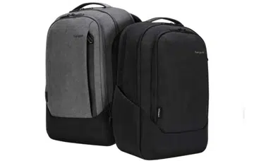 The Targus Cypress Hero EcoSmart Backpack has 26 recycled bottles in it. Image source: Targus.