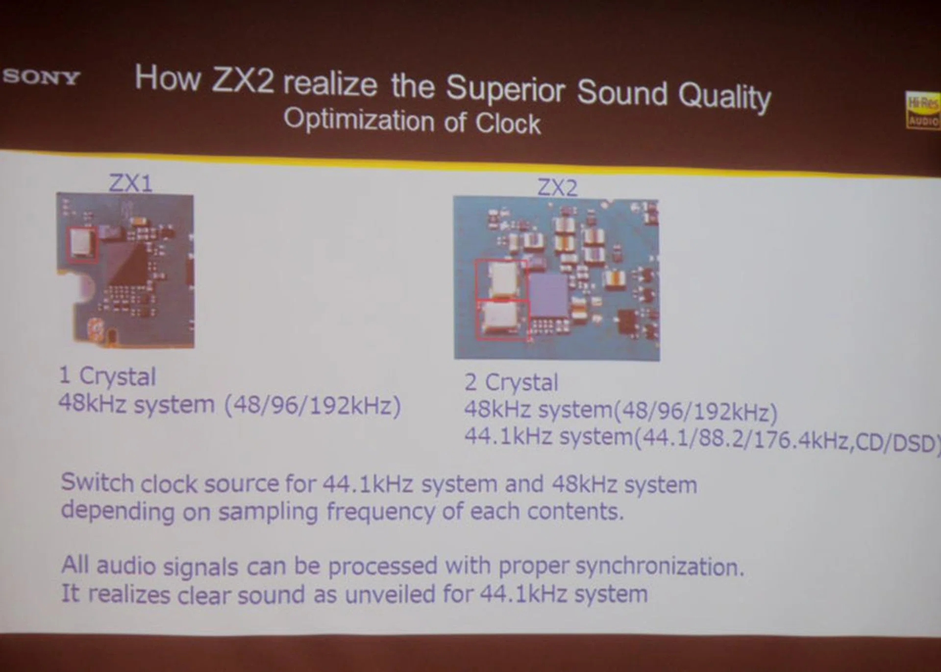 A two crystal system allows the NW-ZX2 to handle multiple sources accurately.
