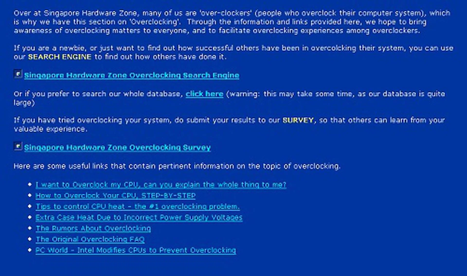  And here's the old overclockers database section. Possible in those days with limited processor variety but it can get messy in the current day processor SKUs having much shorter lifetime and with far more variety as well. It's now defunct, but its functions have somewhat been taken over by our forums.  