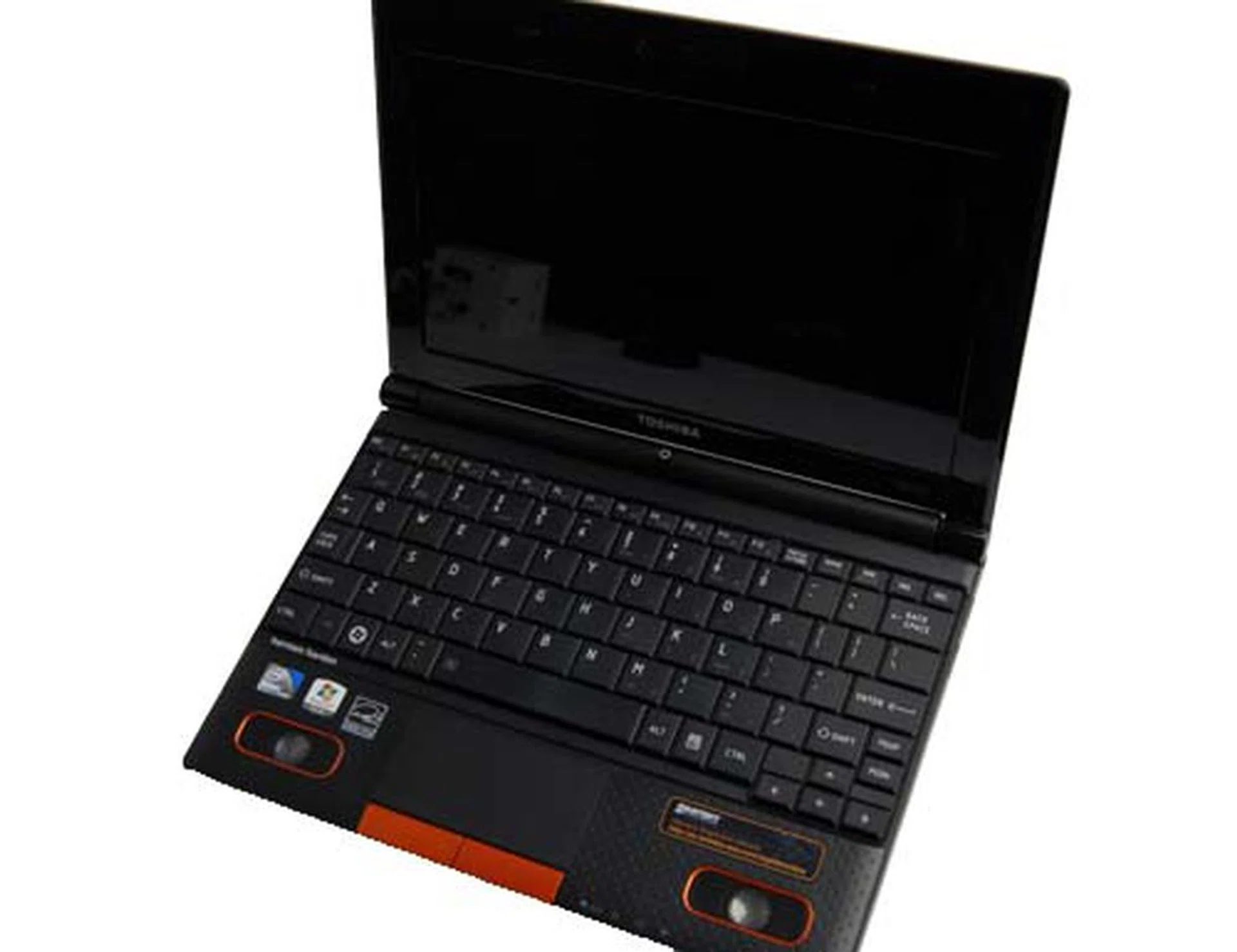 Here she is with the notebook opened up. Notice the keyboard has been designed to maximize the given width of the device.