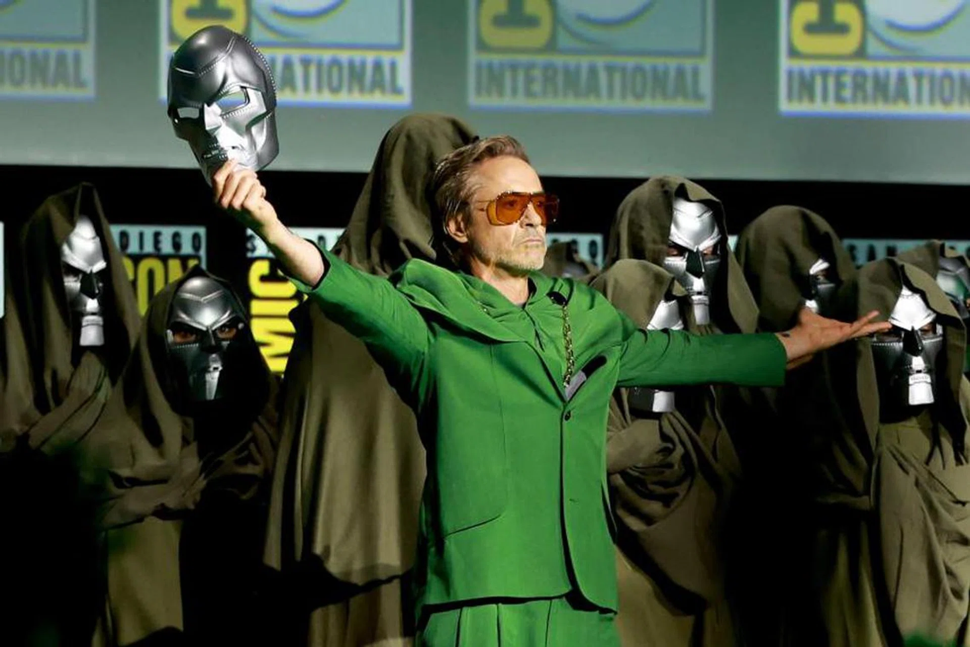 Robert Downey Jr speaks onstage at the Marvel Studios Panel during 2024 Comic-Con International at San Diego Convention Center on July 27. Image: AFP