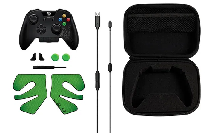 A look at the accessories that come with the Razer Wildcat. A carrying case is also included alongside the palm grip and analog stick caps. (Image Source: Razer)