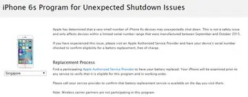 The iPhone 6s battery replacement program <br> Image source: Apple