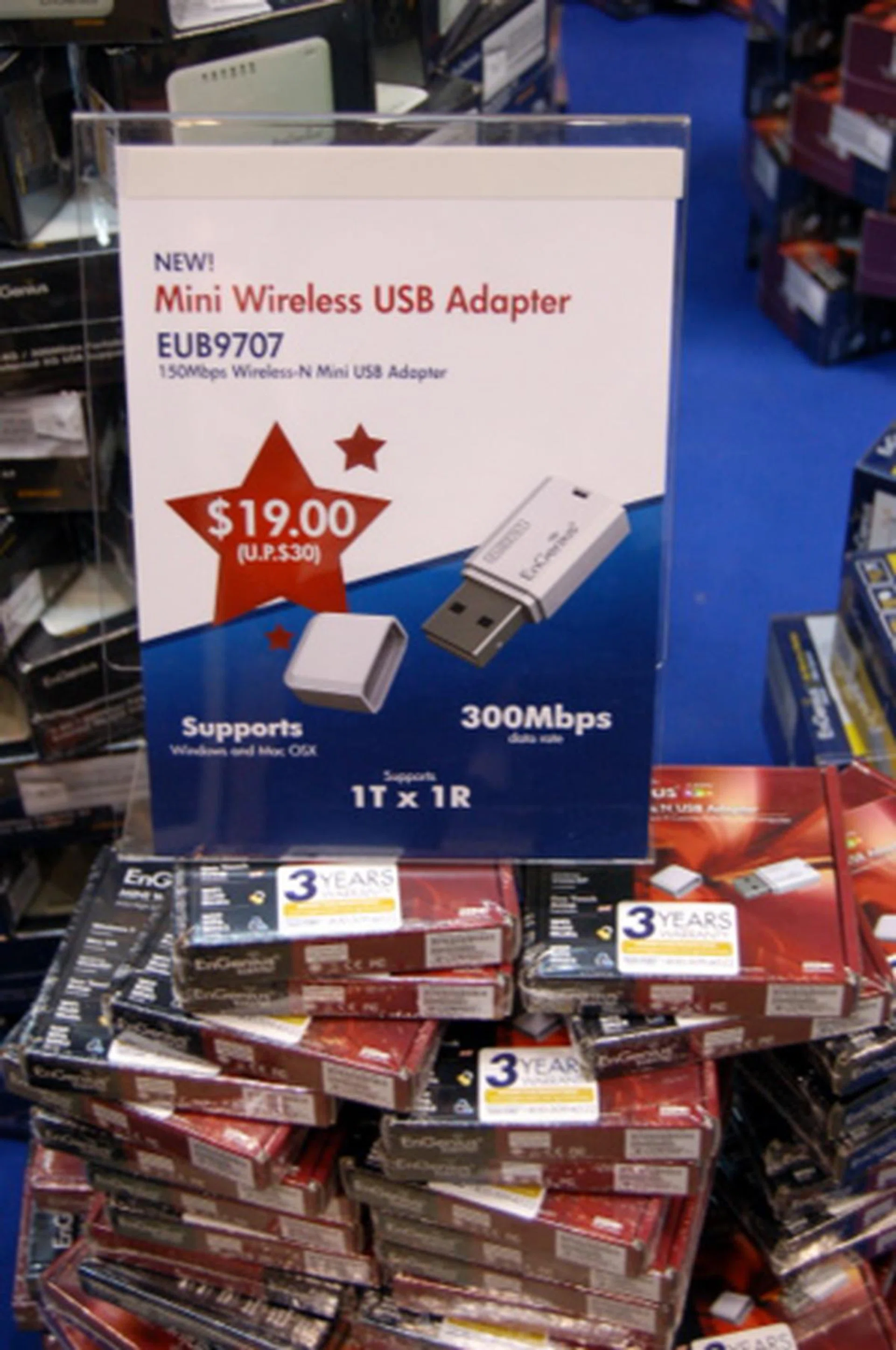 "Enterprise" sounds reliably good. $19 for a 150Mbps Wireless-N adapter sounds even better! This little baby features Mac OS compatibility and one-push setup for wireless security.