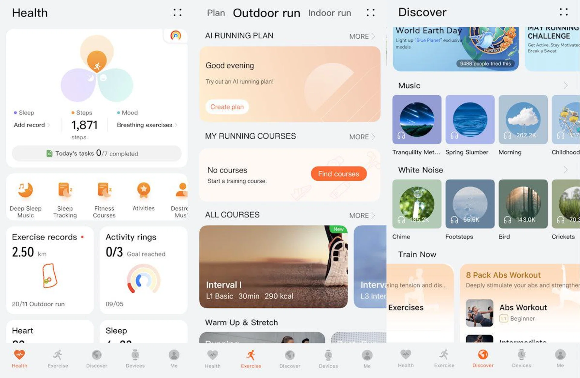 By comparison, the Huawei Health app is so feature-filled with activities.