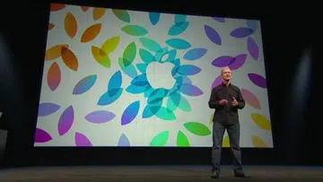 Apple CEO Tim Cook at the launch event for the iPad Air and iPad Mini with Retina Display on October 2013.