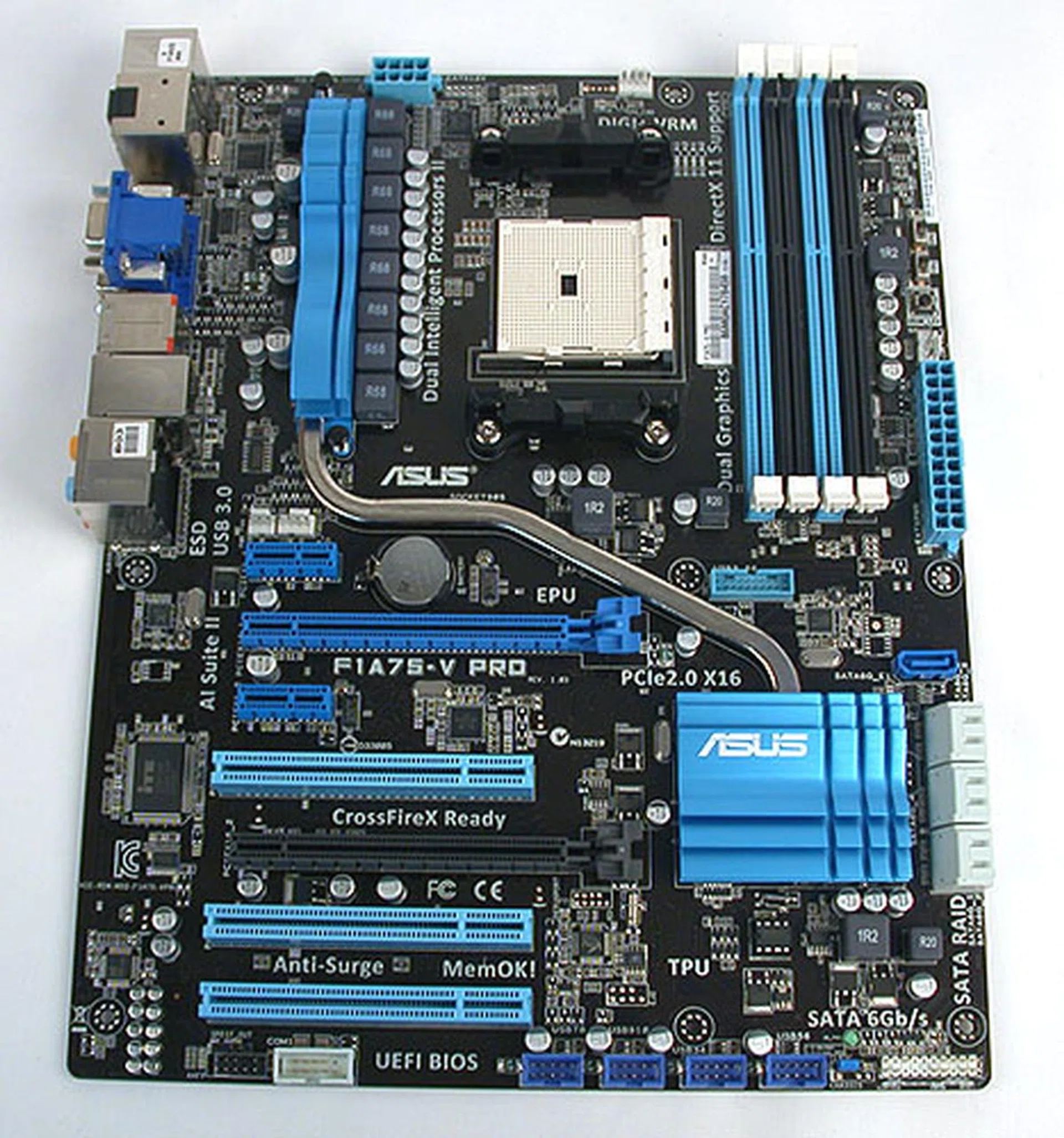 ASUS too sent us a full ATX motherboard for the A75 chipset. It uses the same blue color scheme that we are accustomed to from ASUS. 