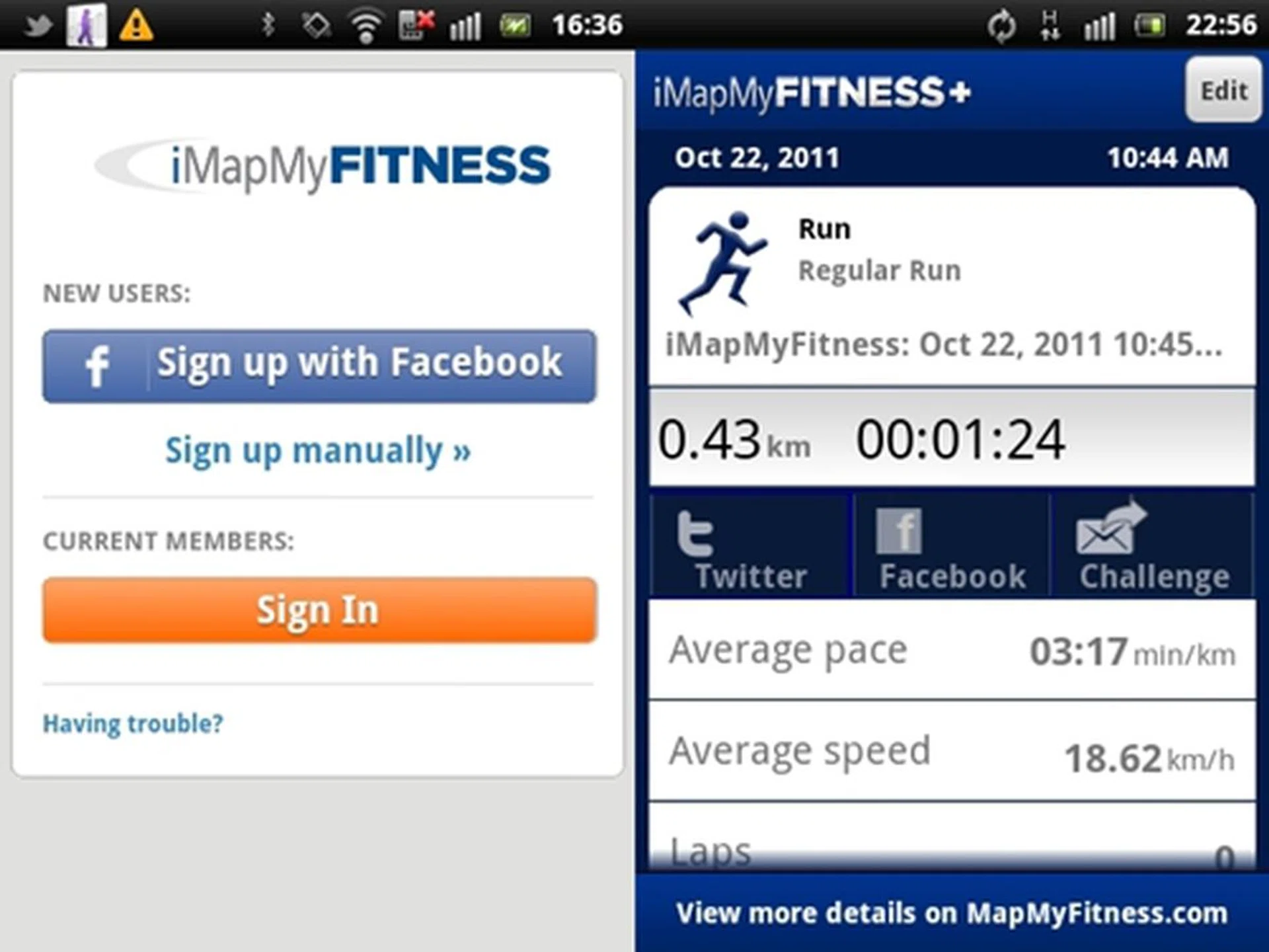 iMapMyFitness is able to provide performance statistics such as average pace and speed so that you can track your training progress. You can also share the results on Facebook and Twitter for the extra boost in motivation to do better.
