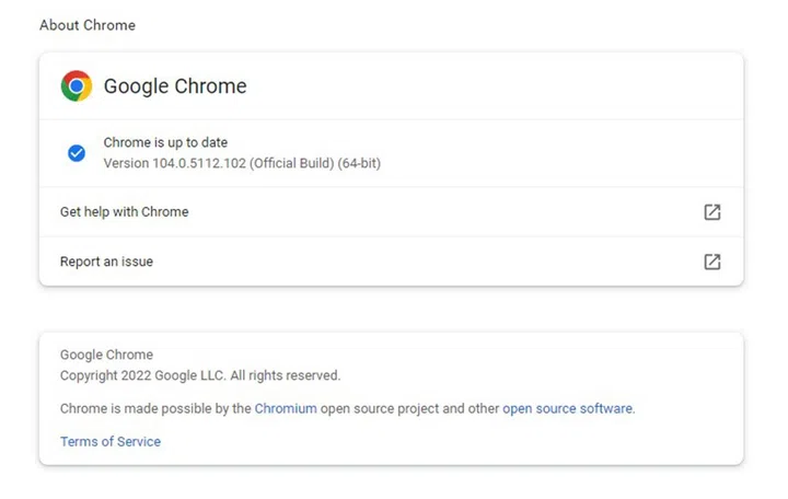 Updated Google Chrome (Windows).