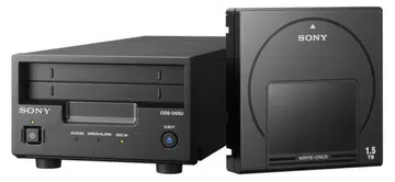 The Sony ODSD55U optical disc archive system has a 300GB starter cartridge that houses 12 optical discs. (Image source: Sony.)