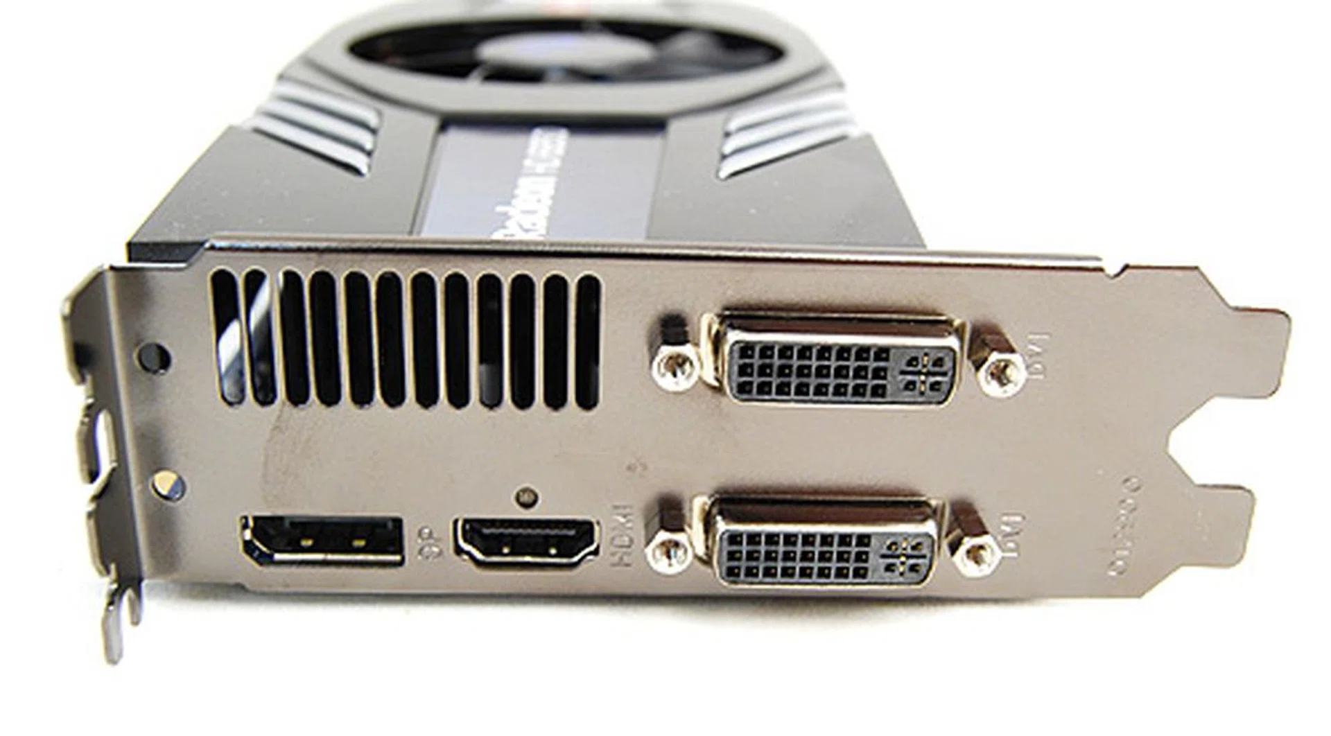 No surprises here, the usual twin DVI ports, HDMI port and DisplayPort.