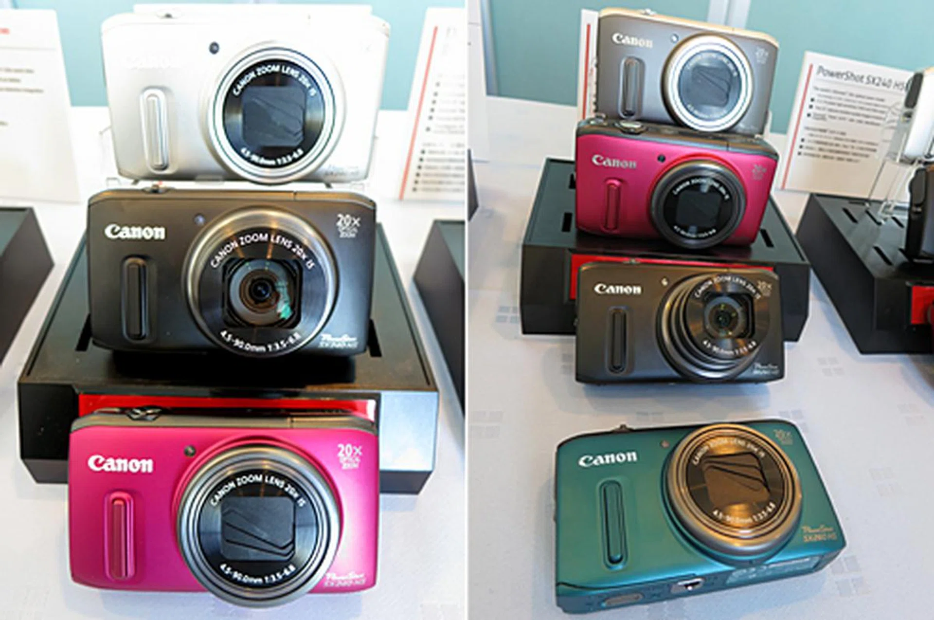 Fans of the previous iterations of the Canon PowerShot SX super-zoom camera line will be thrilled to know that the new models, the SX240 HS and SX260 HS (US$ 349.99) now boast a 20x optical zoom range (25-500mm) while maintaining the signature compact form factor! The 12.1-megapixel Canon HS system-based super-zoomers share most of the key specifications, but the SX240 HS bears the distinction of being the slimmest 20x optical zoom compact camera to date (at 33mm thin), while the SX260 HS adds the advantage of having a built-in GPS module for image geotagging.