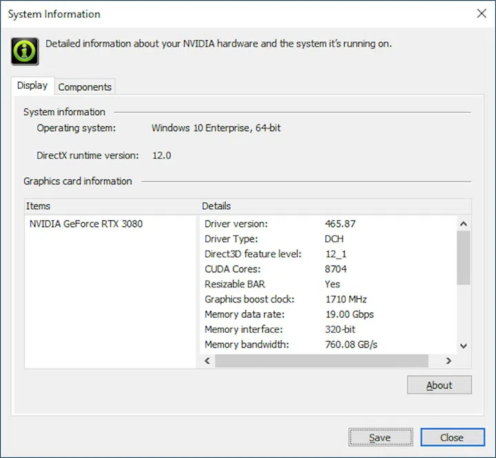 Screenshot of NVIDIA's firmware update to access Resizable BAR on compatible graphic cards