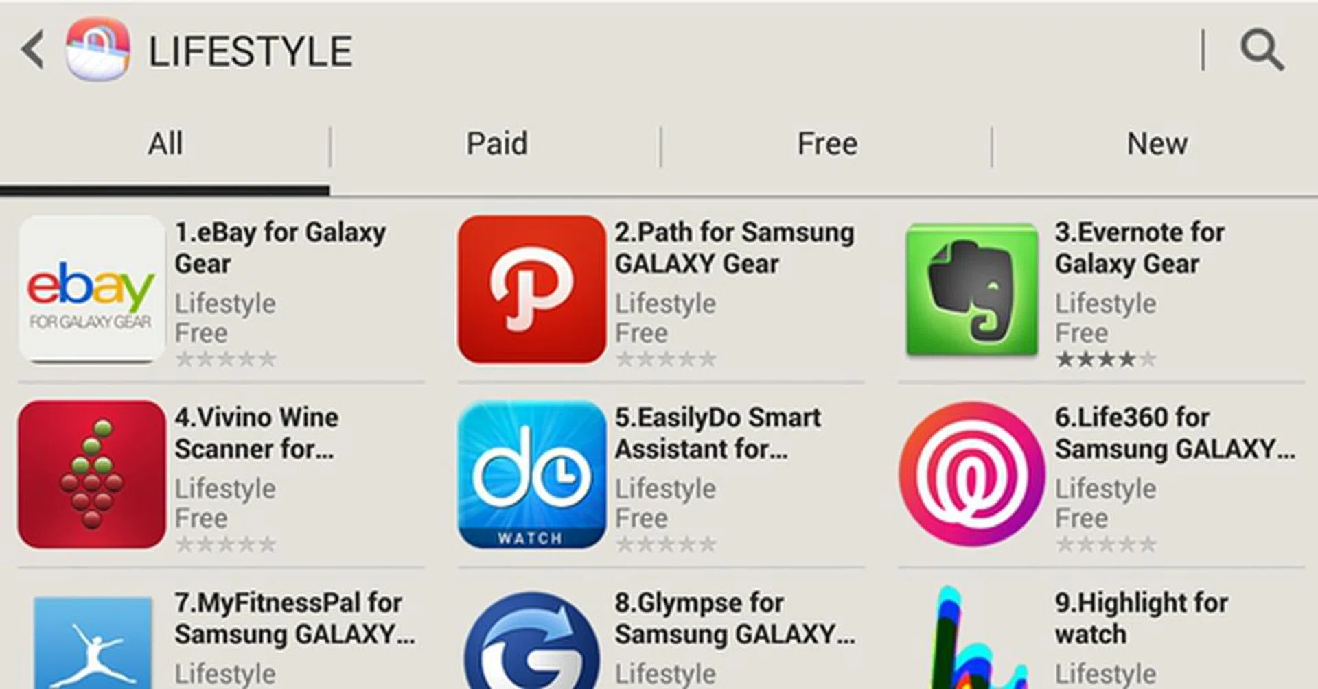 Here are some examples of apps that are optimized for use on the Samsung Galaxy Gear.