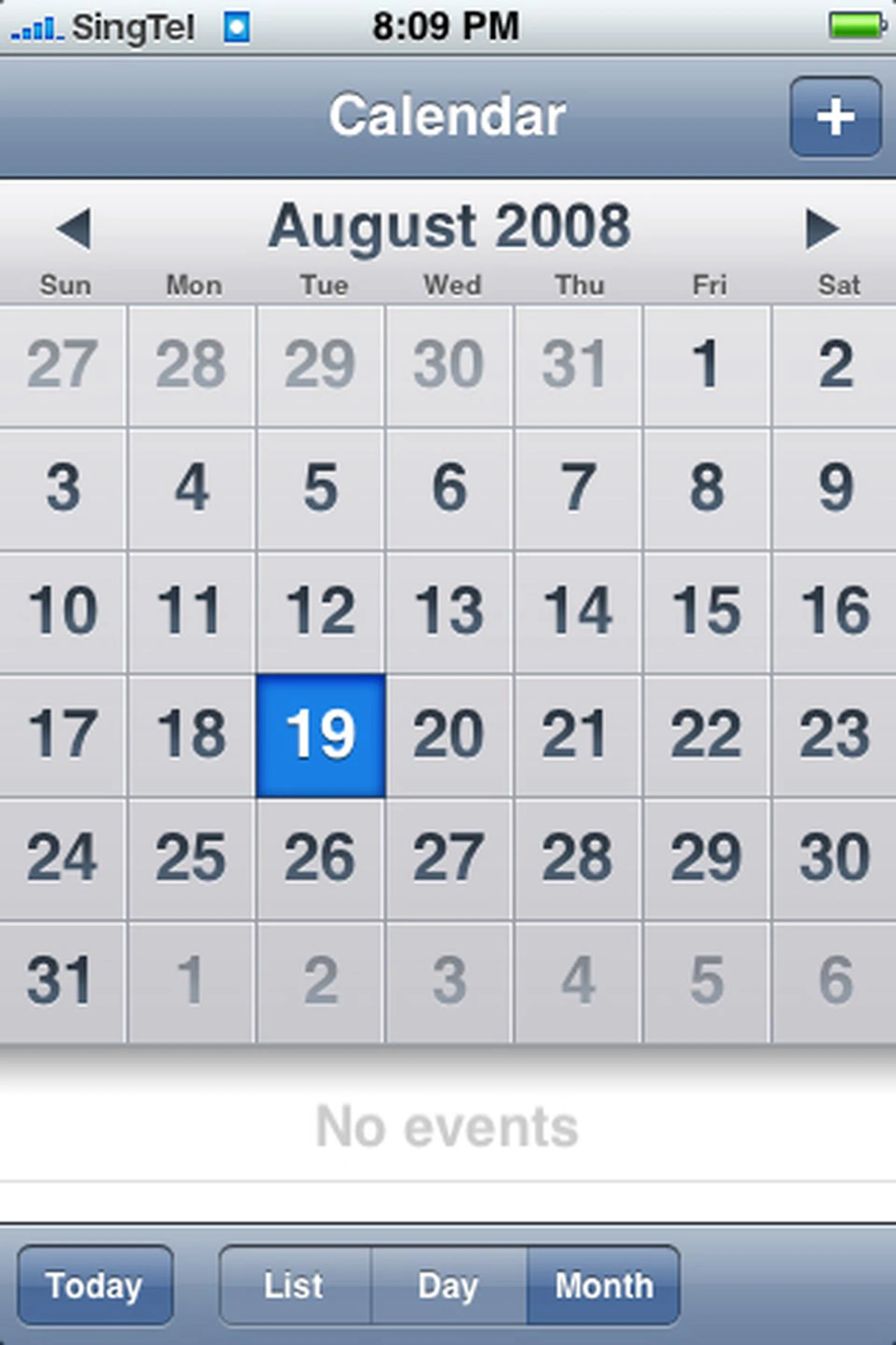 Calendar entries are sorted out by Day, Week & Month for quick looks at your upcoming appointments.