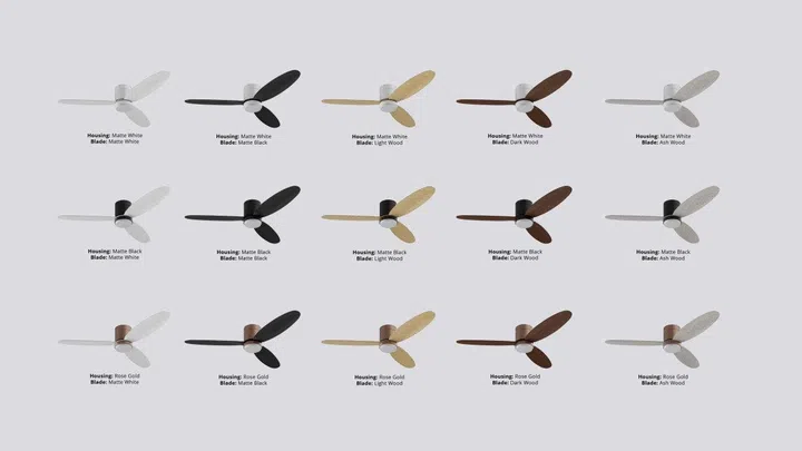 With 5 different blade colours, you can personalise the Oasis fan with up to 15 different colour combinations. Image Source: Prism+