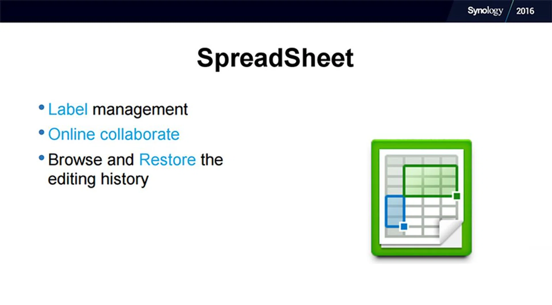 Spreadsheet is Synology's way of allowing online collaboration on worksheets à la Google Sheets. (Image Source: Synology)