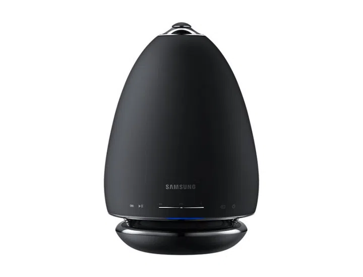 Samsung R6 Wireless 360° smart speaker. <br> Image source: Samsung