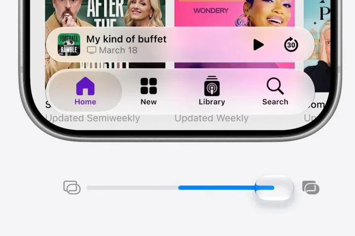 The Liquid Glass slider to adjust opacity.