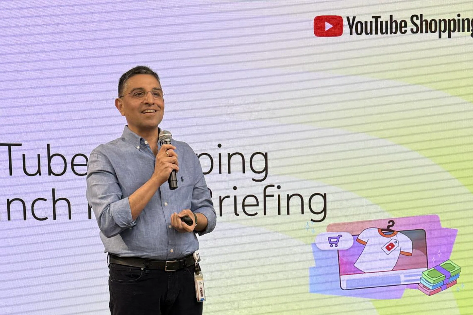 Regional Director of YouTube APAC, Ajay Vidyasagar at the launch of the YouTube Shopping Affiliate Programme in Singapore. Photo: HWZ