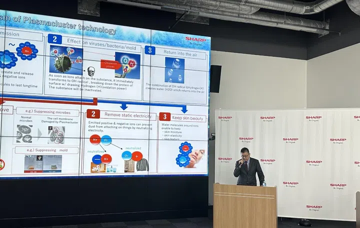 Touting the Plasmacluster benefits. Image source: Sharp.