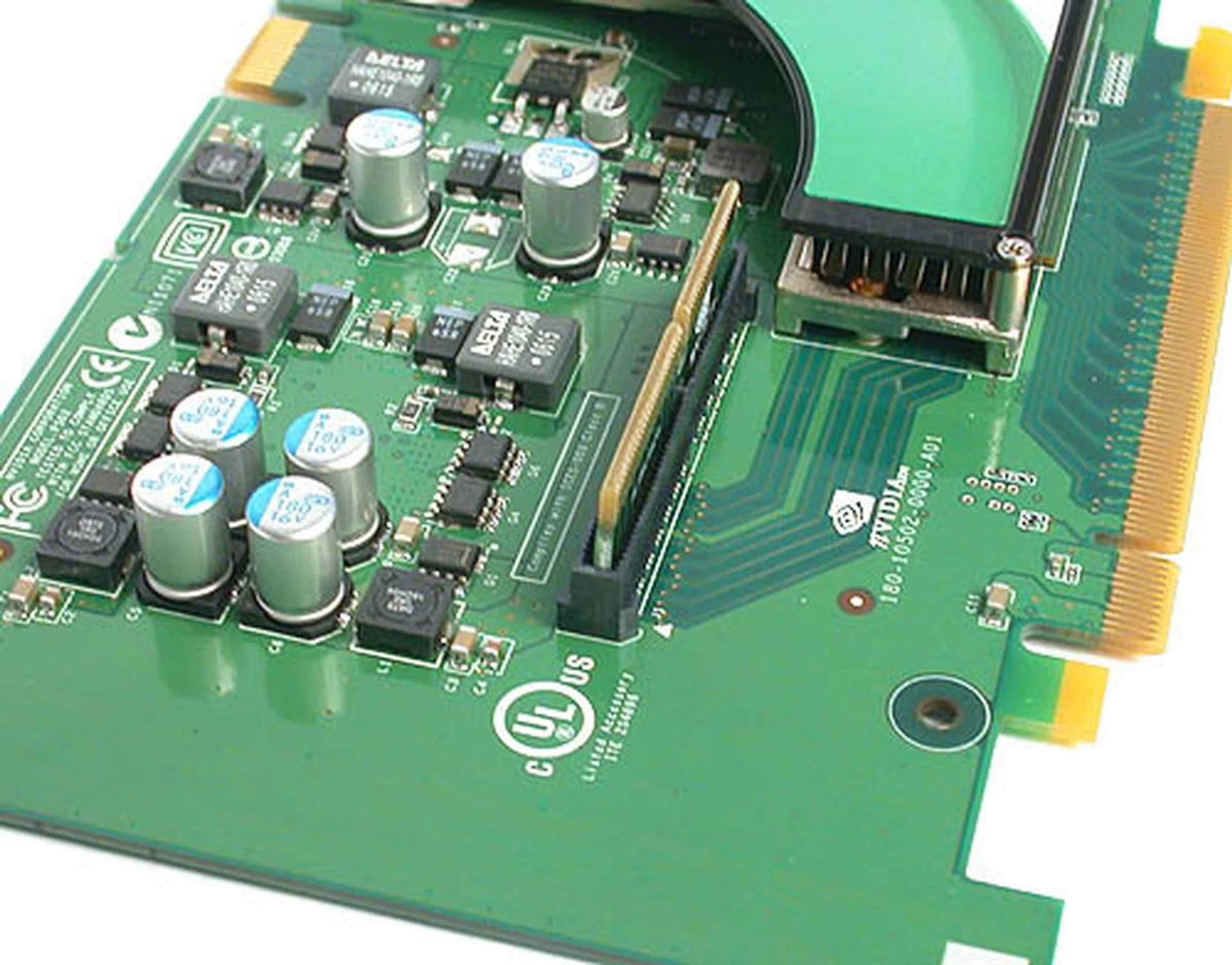 If only the secondary board had move display output options, but perhaps that may be more complex and even violate the 'single graphics card' designation. Notice the link bridge interface facing the slave board?