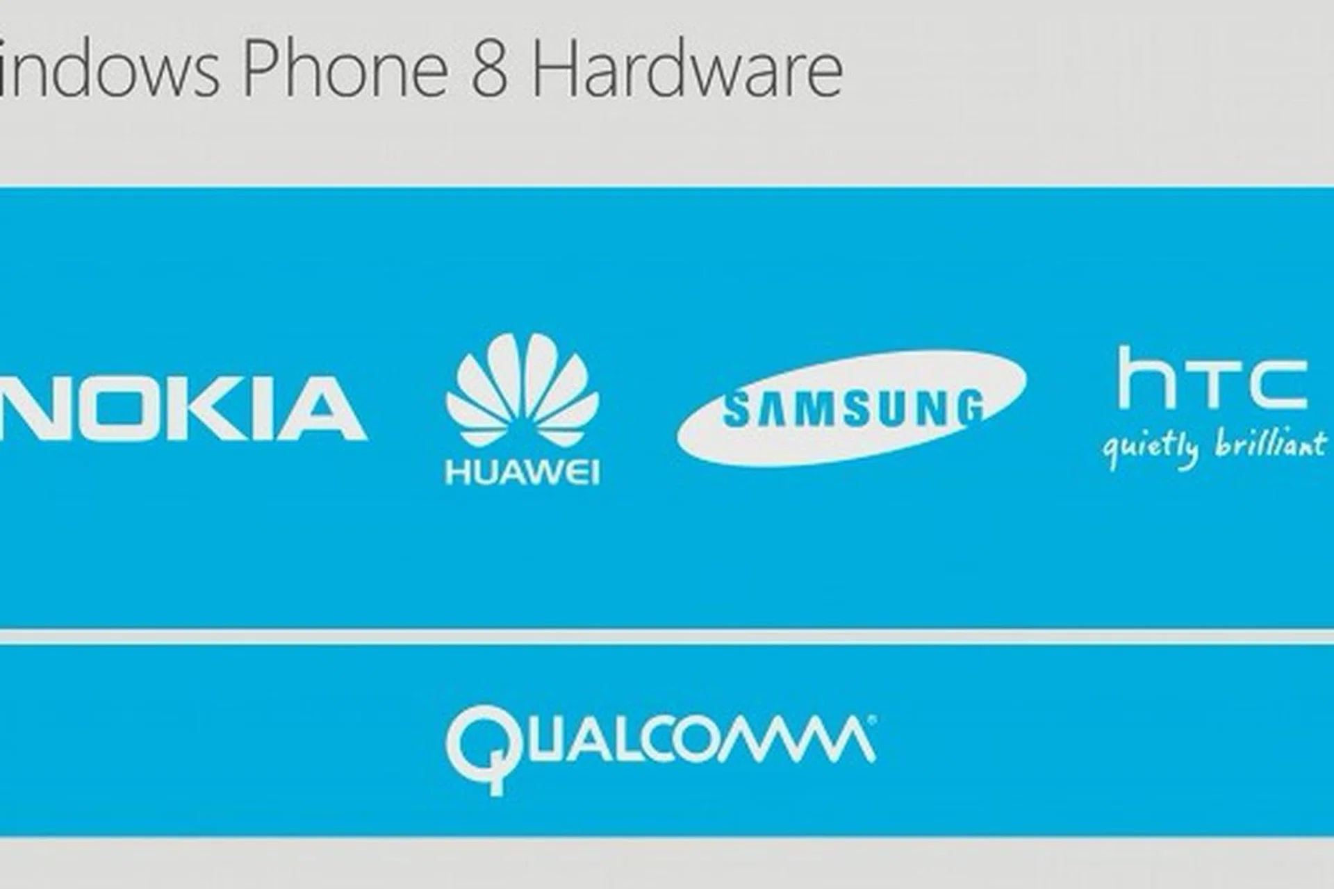 Some of the launch hardware partners for Windows Phone 8 devices.