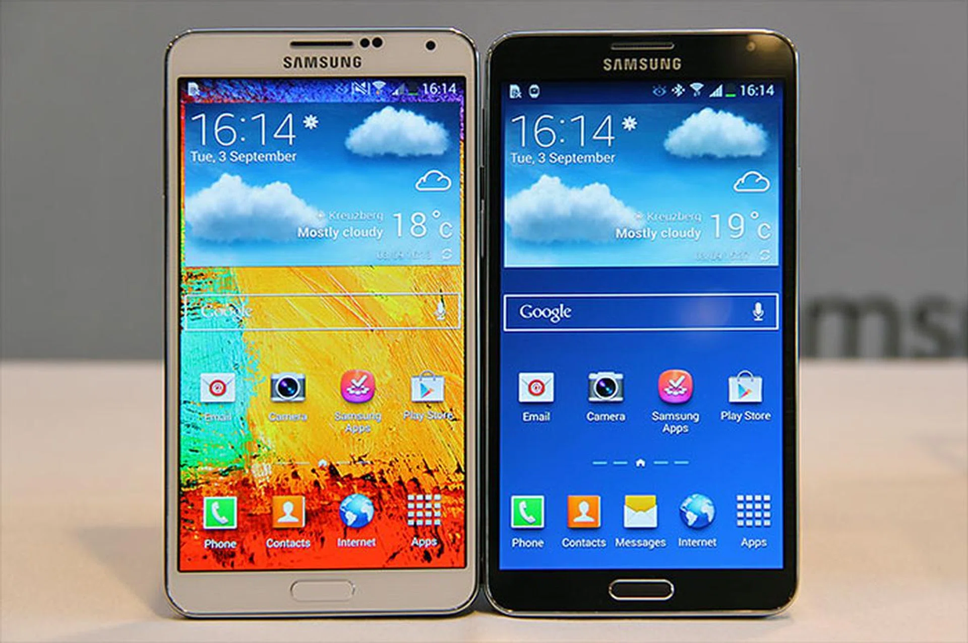 The Samsung Galaxy Note 3 is available in black and white at launch. The availability of the pink model will be announced at a later date.