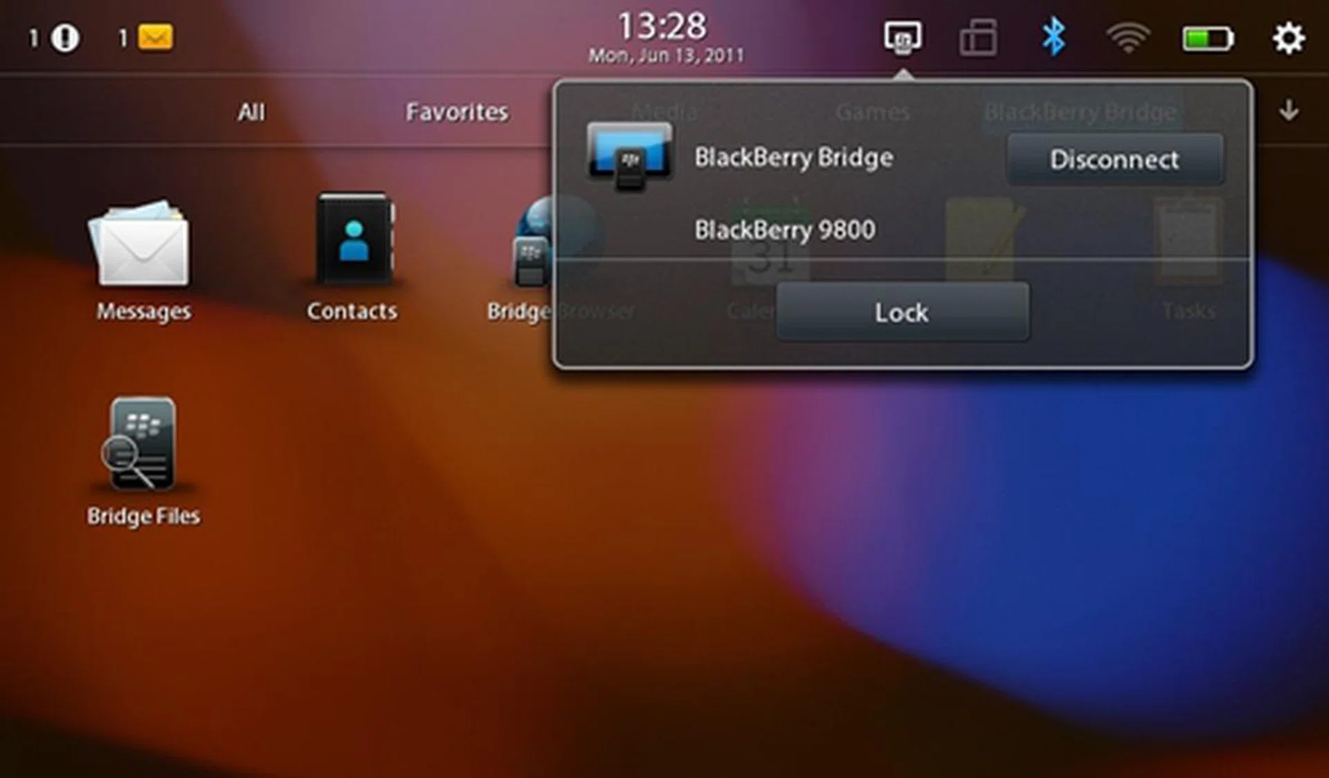You can add another layer of security against unauthorized access to your smartphone data by locking the BlackBerry Bridge connection with your smartphone's password. Each time the user attempts to access the data on your smartphone through the PlayBook, he or she will need to enter the smartphone's password.