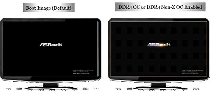The boot image will appear with a dash of gold through it if your DDR4 modules are compatible. (Image Source: ASRock)