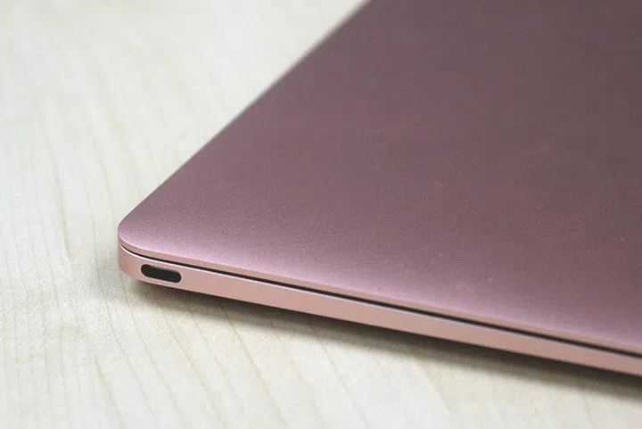 The USB Type-C port on an Apple MacBook.