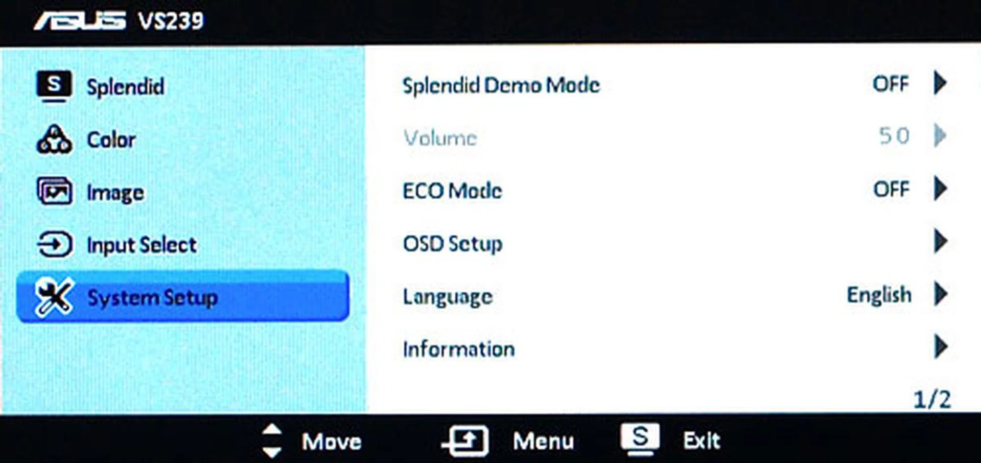 Settings in the System Setup menu are, well, pretty self-explanatory. The only setting on the second page of this menu is the option to reset all settings to factory defaults.