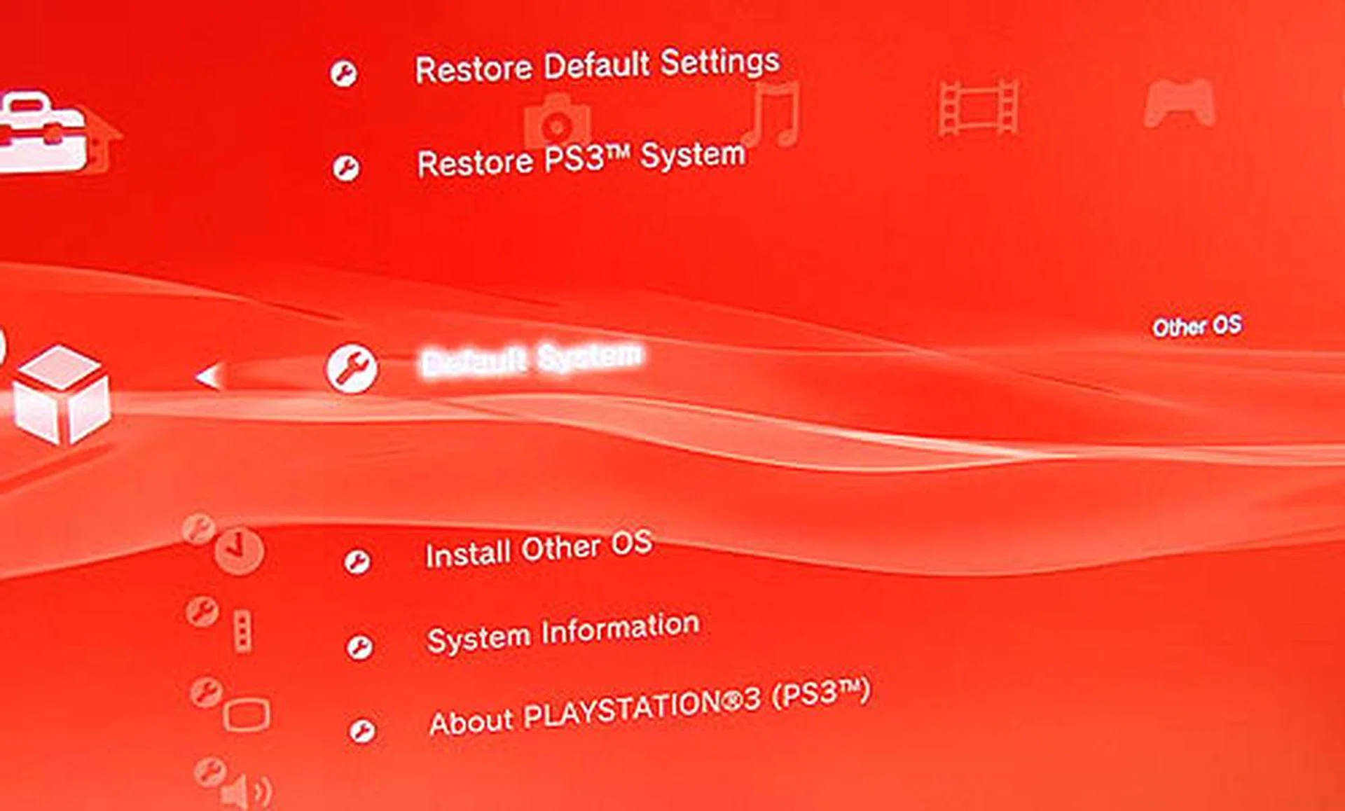 You have to change this setting to Other OS in order to get the PS3 to start the boot loader on reboot and start the Linux installation.