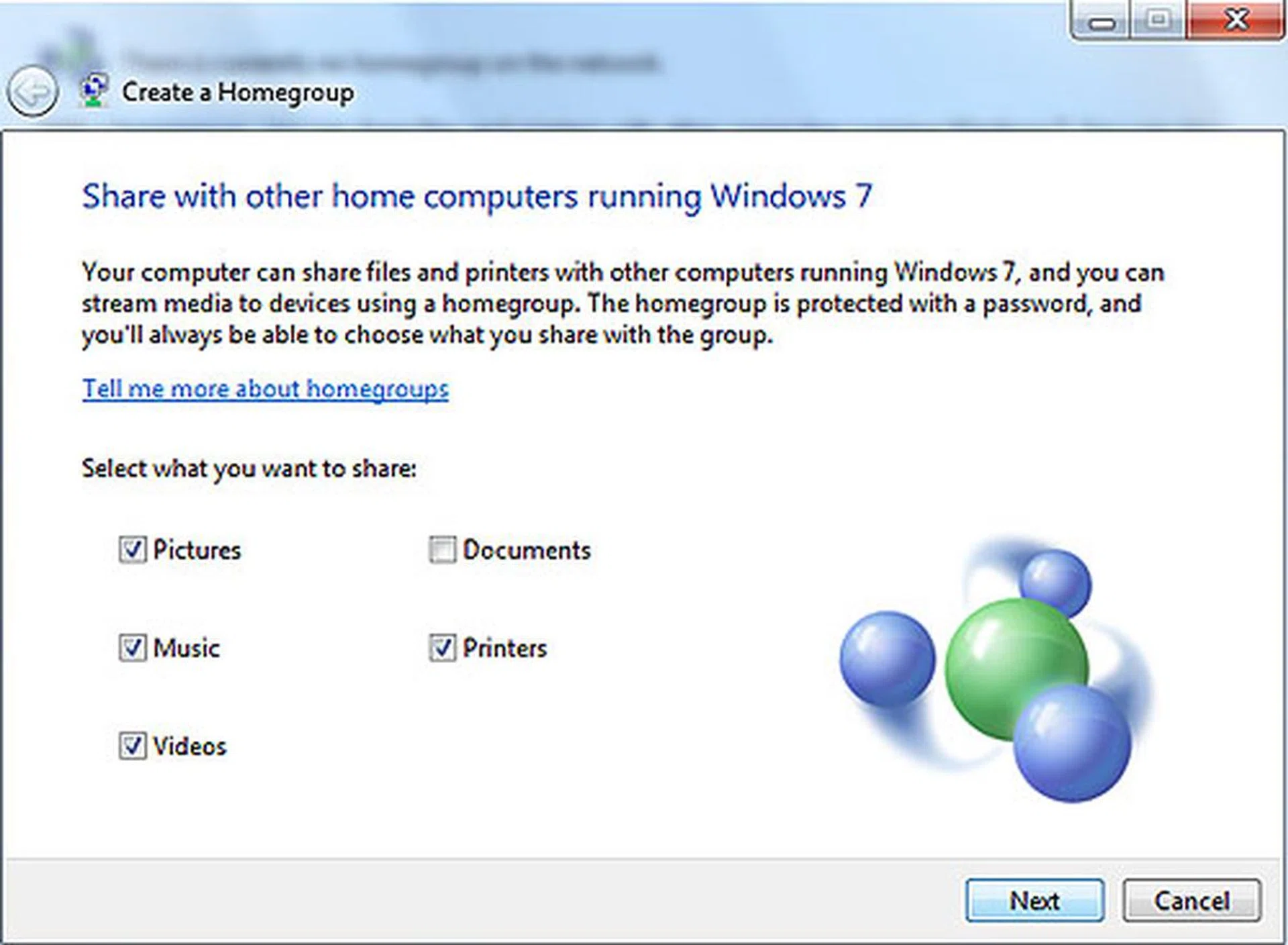 Click next where it will auto-generate a password for others to connect to your computer.