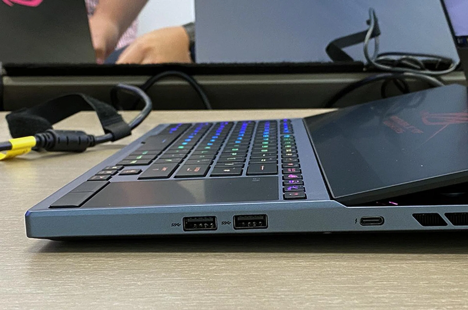 The Zephyrus Duo 15 only has a single USB-C Thunderbolt 3 ports. But it does have three USB-A ports.