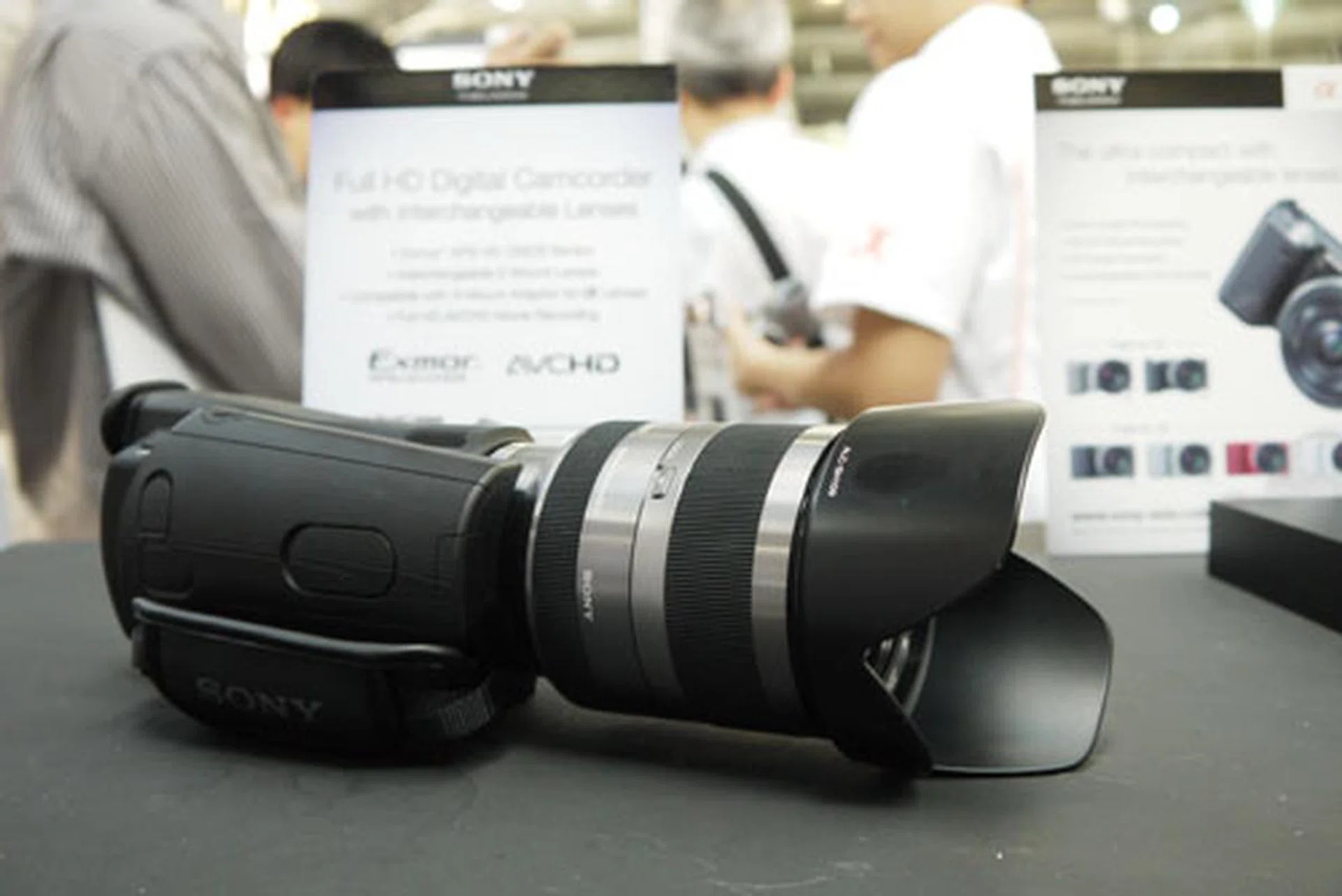 A mock-up of the new interchangeable lens camcorder was on display.