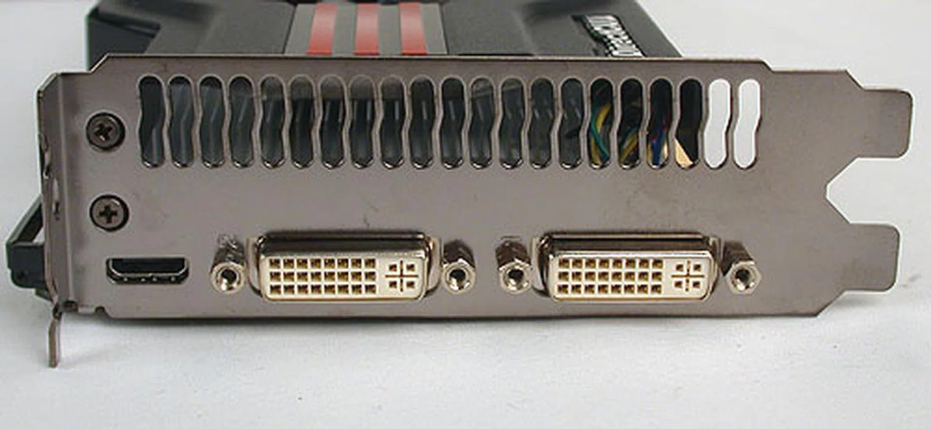The standard dual-slot design with two DVI outputs and a mini-HDMI. 
