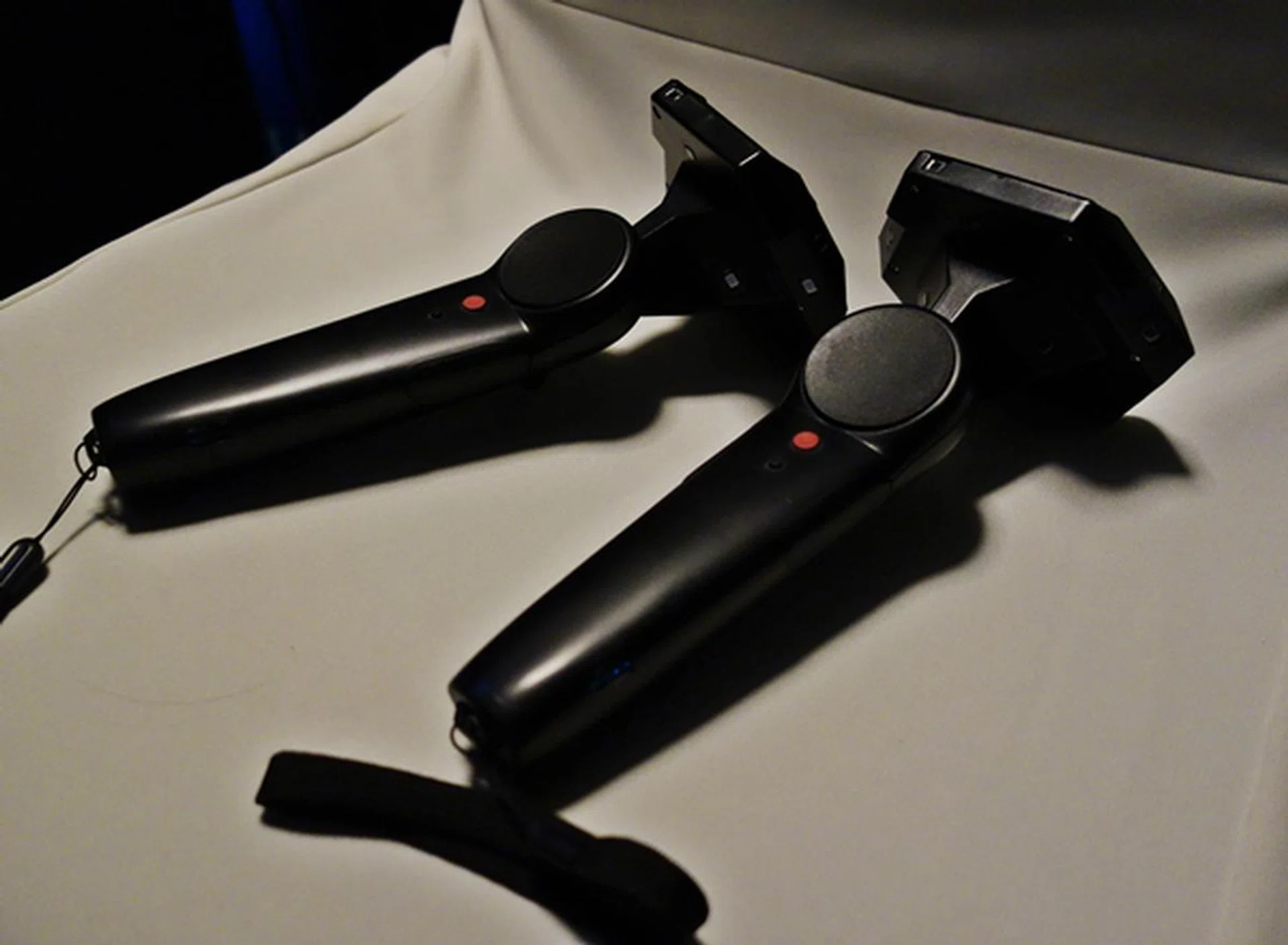 The pair of HTC Vive wireless controllers. 
