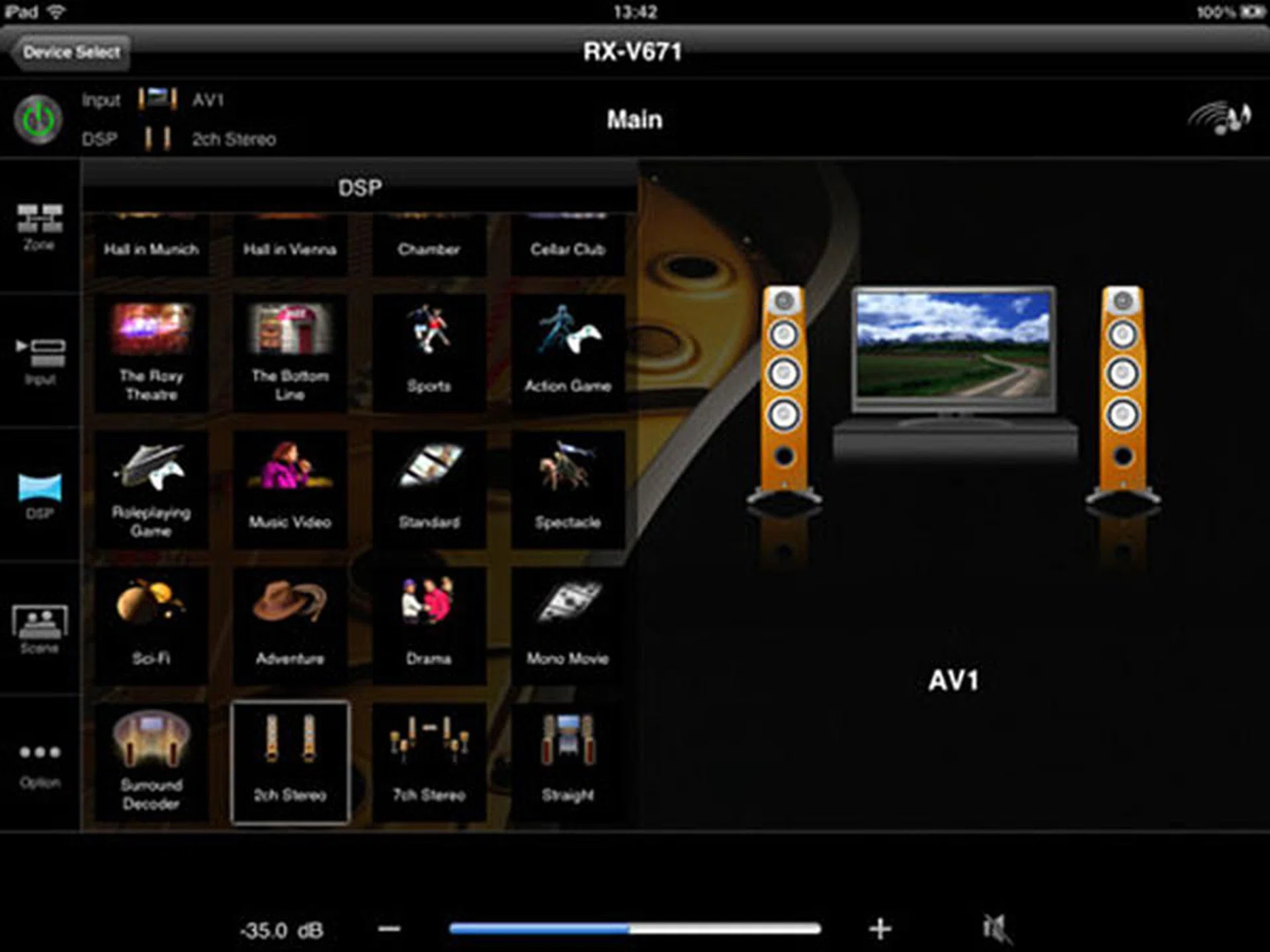 You can use the Yamaha AV Controller app to power up the receiver, control the volume, select inputs, change DSP modes, and more. The app is available for free on the Apple App Store and Google Play store.