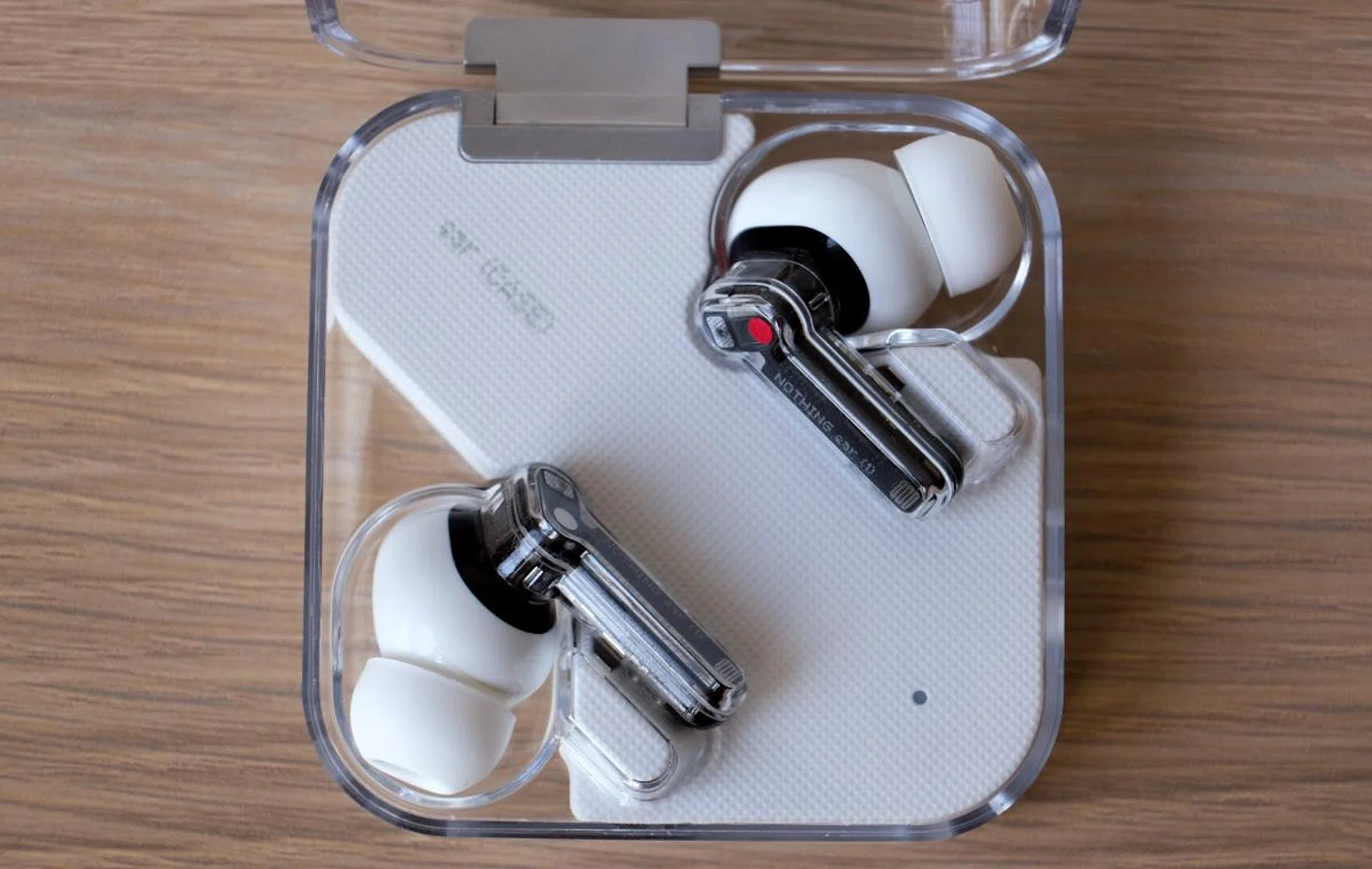 Nothing's first product is the Ear 1 true wireless earbud with active noise cancellation.