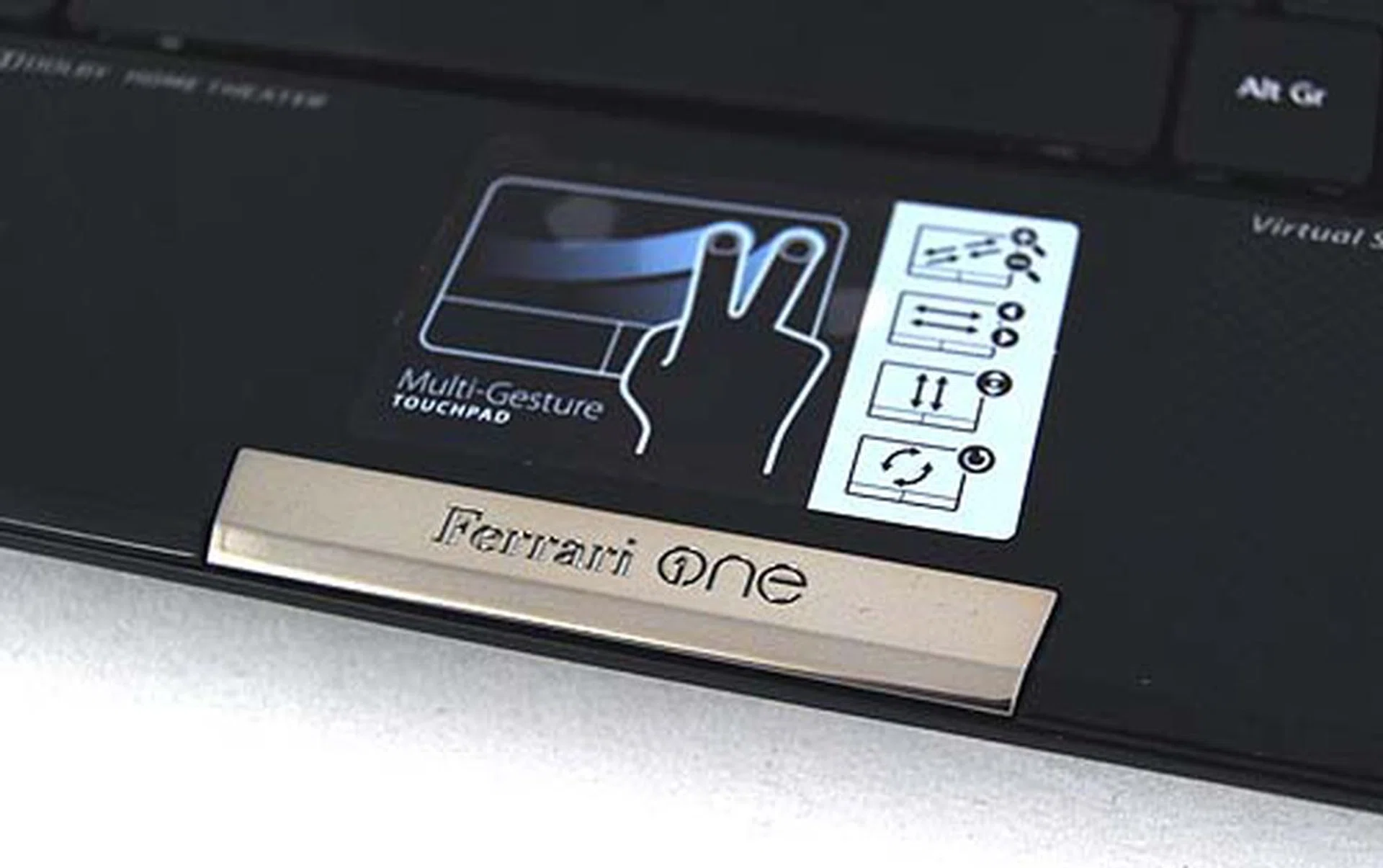 The touchpad features multi-touch capabilities and was quite responsive despite its odd isosceles trapezoid shape.