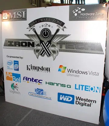  If passing mall-goers didn't have an idea what was going on, this huge sign made sure they found out and we had several staff on-site to help out the general crowd of the competition and the showcase.  