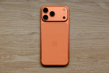 The rear of the Cosmic Orange Apple iPhone 17 Pro Max