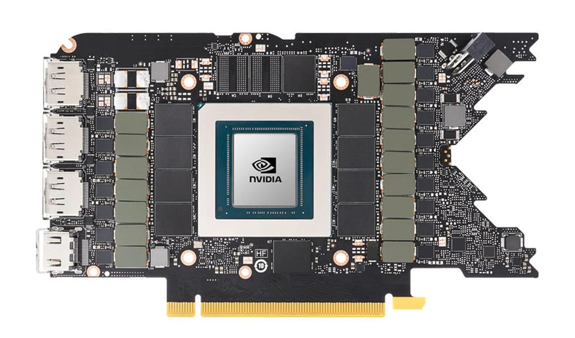 The GeForce RTX 3080 features a surprisingly short PCB, covering just nearly half the card's length.