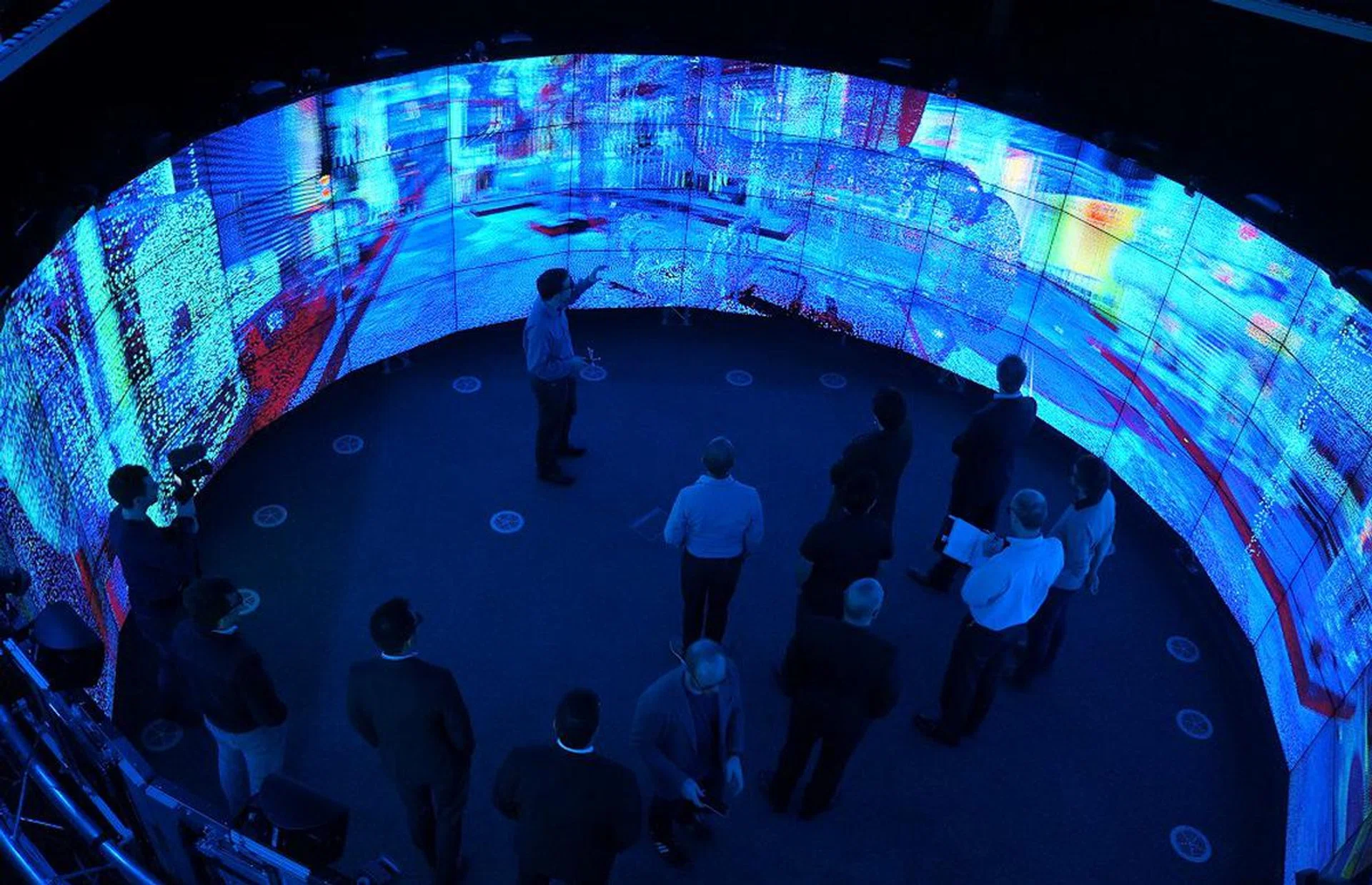 The Monash CAVE2 visualization facility in action.