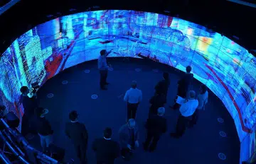 The Monash CAVE2 visualization facility in action.