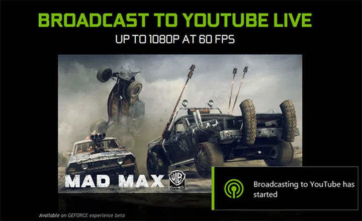 ShadowPlay broadcasts to YouTube now too.