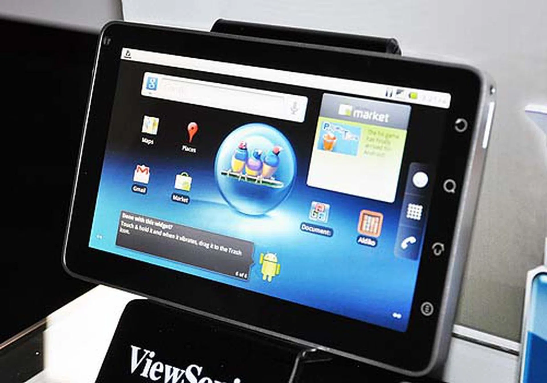 The 7-inch ViewPad 7 comes with features such as Android Market, Android 2.2 OS, voice calls, and multi-touch capabilities. Looks like the Samsung Galaxy Tab has some competition. However bear in mind that the ViewPad 7 has a lower resolution (800 x 480 pixels)  and only 512MB of onboard storage. The Galaxy Tab in contrast, has a 1024 x 600 pixels resolution screen and 32GB for storage.